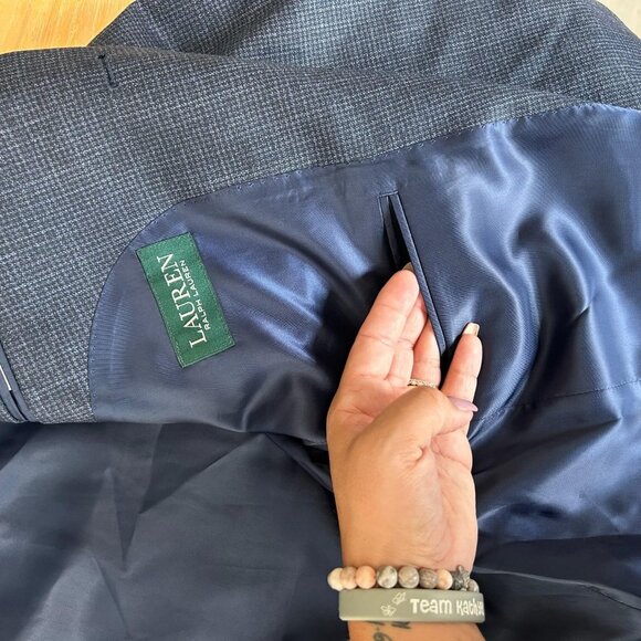 Lauren Ralph Lauren Blazer Mens 40R Blue Windowpane Sport Coat Two Button Jacket - Picture 7 of 10